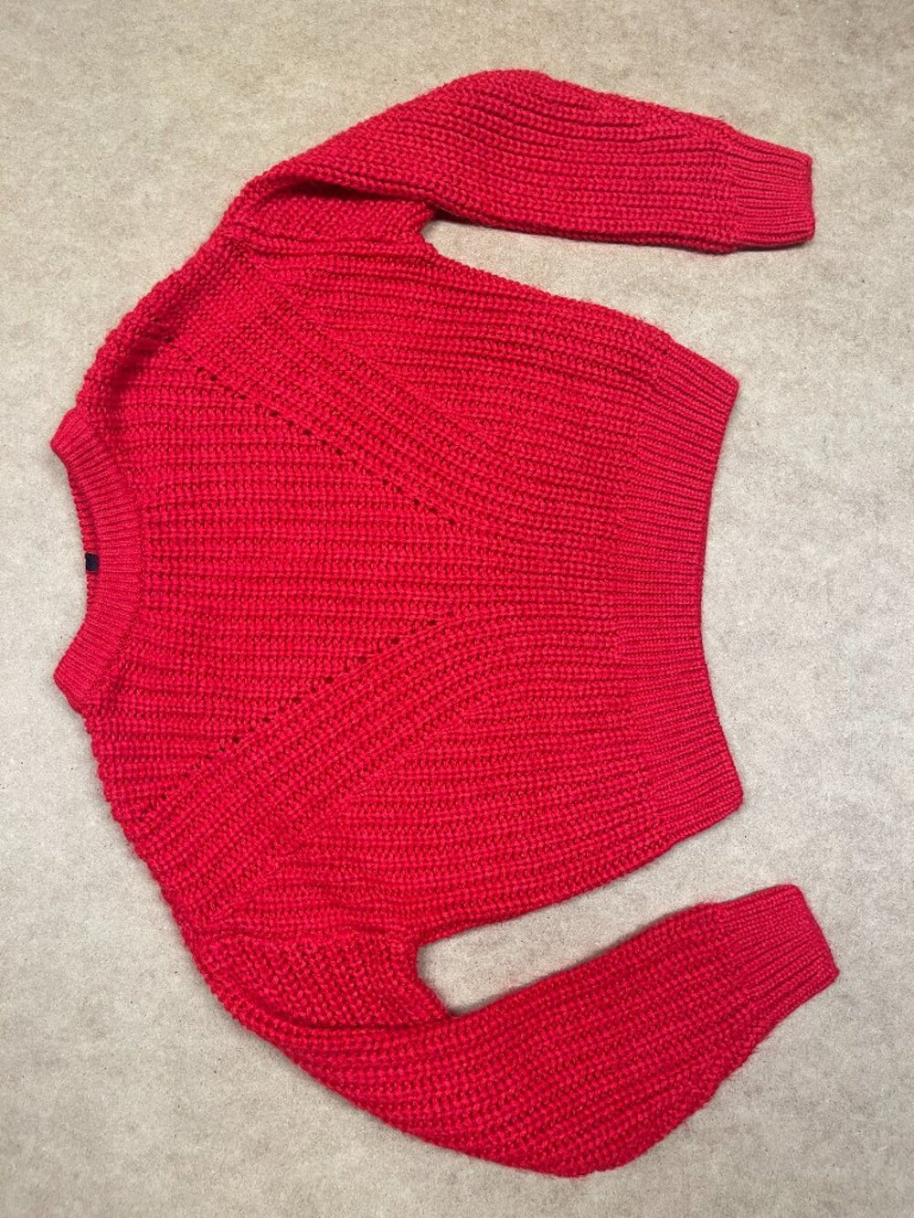 H&M Divided Red Chunky Cable Crew Neck Knit Sweater Size XS EUC
